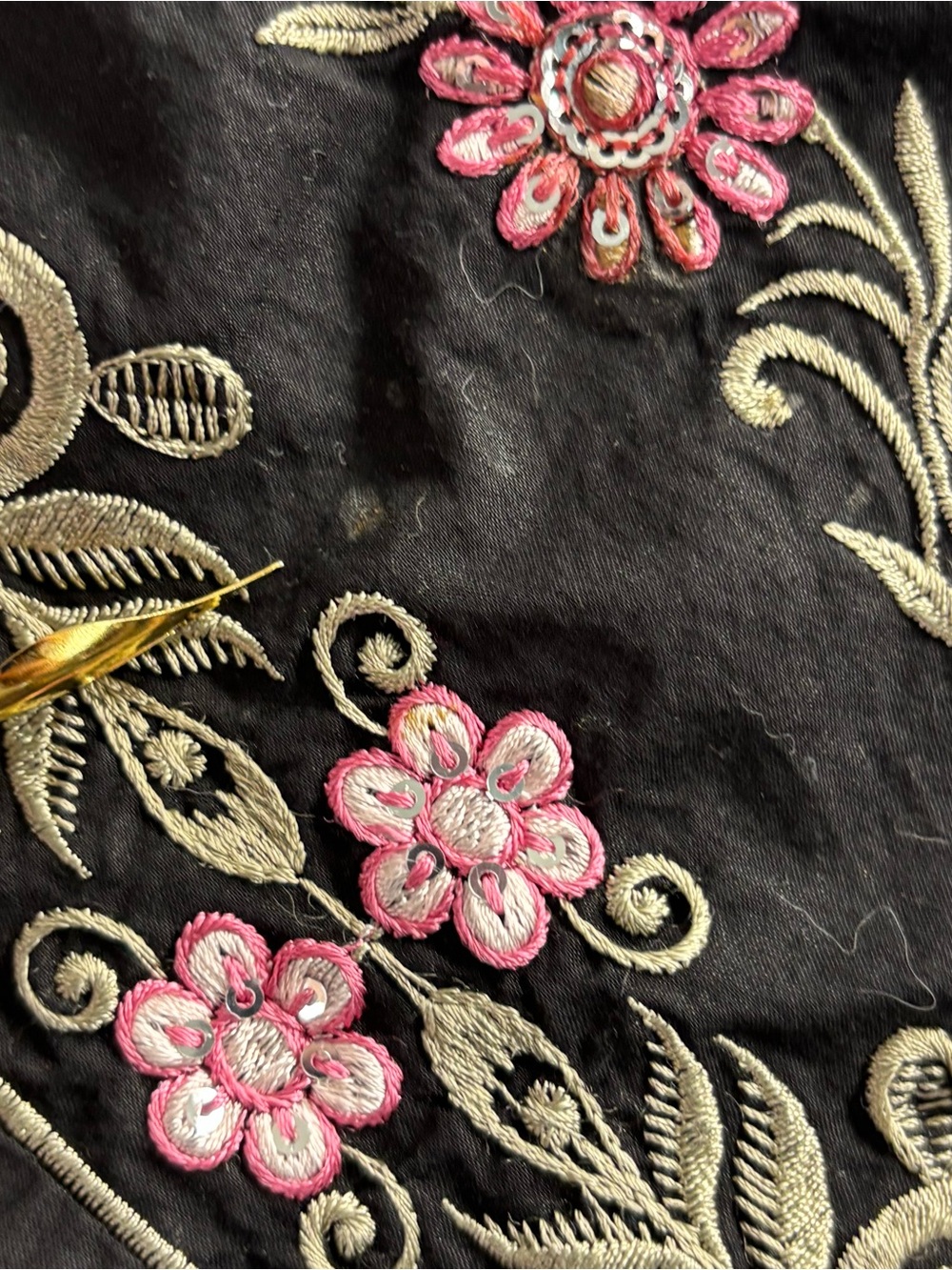 Mushtaq Sons Pakistani Kurti Tunic Womens Small Black Embroidered Sequin - Picture 4 of 8